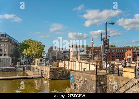 Prince Street Bridge at the Floating Harbor, Bristol, Somerset, England, UK Stock Photo