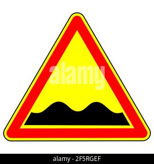 Warning traffic sign Pothole. Traffic Laws. Signs and road markings. The isolated object on a white background. Vector illustration. Stock Vector