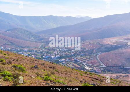 Aerial view of Betancuria town at Fuerteventura, Canary islands, Spain. Stock Photo