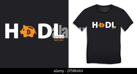 Bitcoin hodl pig, design t-shirts vector Stock Vector