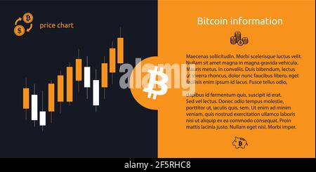 Bitcoin symbols with chart, brochure vector Stock Vector
