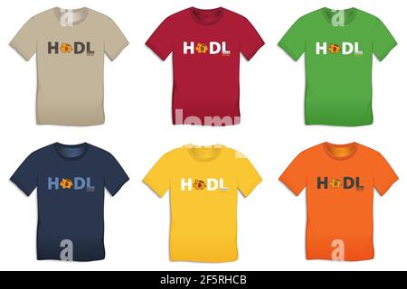 Bitcoin hodl pig, multicolor collection of t-shirt designs vector Stock Vector