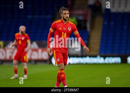 Cardiff, UK. 27th Mar, 2021. Tyler Roberts of Wales in action Football international friendly match, Wales v Mexico, at the Cardiff city stadium in Cardiff, South Wales on Saturday 27th March 2021. Editorial use only. pic by Lewis Mitchell/Andrew Orchard sports photography/Alamy Live News Credit: Andrew Orchard sports photography/Alamy Live News Stock Photo