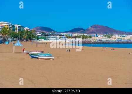 Playa de Las Alcaravaneras at Las Palmas de Gran Canaria, Canary islands, Spain. Stock Photo