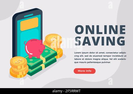 online saving business concept vector isometric illustration Stock Vector