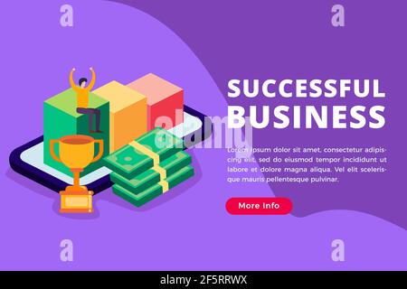successful business concept vector isometric illustration Stock Vector