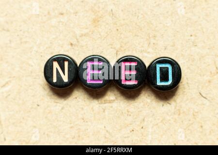 Black color round alphabet letter block in word need on wood background Stock Photo