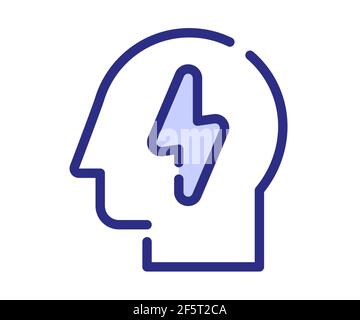 idea thinking inspire single isolated icon with dashed line style and purple color vector illustration Stock Photo
