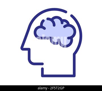 thought imagination brain intellect single isolated icon with outline ...