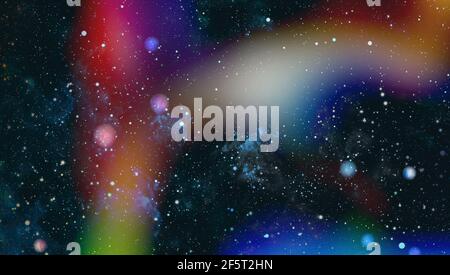 Traveling through star fields in galaxy space as a supernova colorful light glowing.Space Nebula blue background moving motion graphic with stars spac Stock Photo