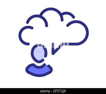 chart imagine thought single isolated icon with solid line and dash ...
