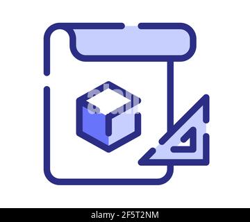 blueprint concept plan single isolated icon with solid line and dash ...