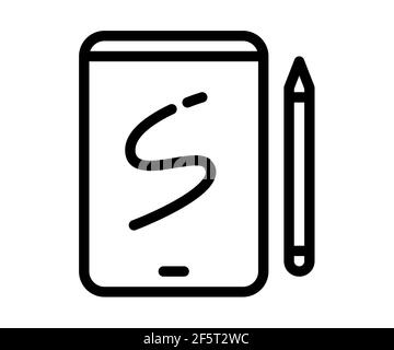 sketchbook tablet drawing single isolated icon with filled line and ...