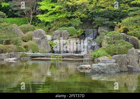 Ohori Park Japanese Garden in Fukuoka city, Japan Stock Photo
