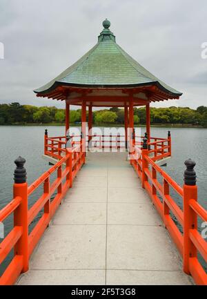 Ohori Park is a pleasant city park in central Fukuoka (Japan) with a large pond at its center. The park was constructed between 1926 and 1929. Stock Photo