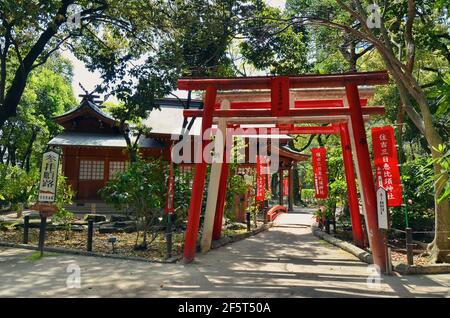 Sumiyoshi Shrine in Fukuoka city, Japan. This shrine is dedicated to safe travel by sea and is presumably the oldest shinto shrine in Kyushu. Stock Photo