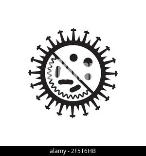 The black silhouette of the coronavirus logo is isolated on a white background. A black vector shape, EPS 10. The concept is virus disease. Stock Vector