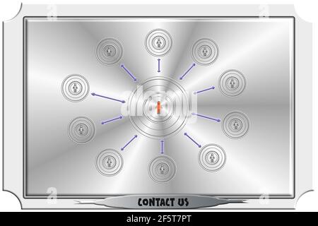 Hand touching contact us button Stock Photo