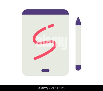 sketchbook tablet drawing single isolated icon with gradient style ...