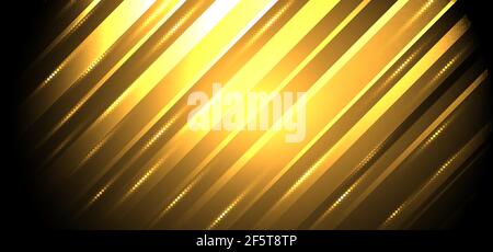 Abstract background golden diagonal stripes lines with glowing light. Luxury style. Vector illustration Stock Vector