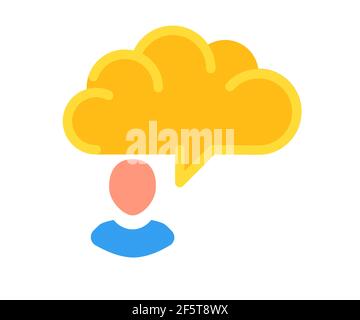 chart imagine thought single isolated icon with solid line and dash ...