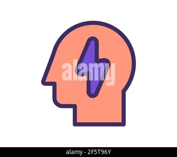 idea thinking inspire single isolated icon with filled line and outline flat style vector illustration Stock Photo