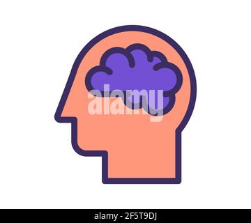 thought imagination brain intellect single isolated icon with flat ...