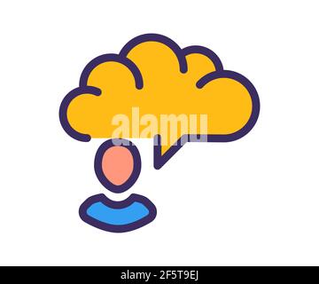 chart imagine thought single isolated icon with solid line and dash ...
