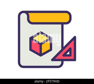 blueprint concept plan single isolated icon with flat style vector ...