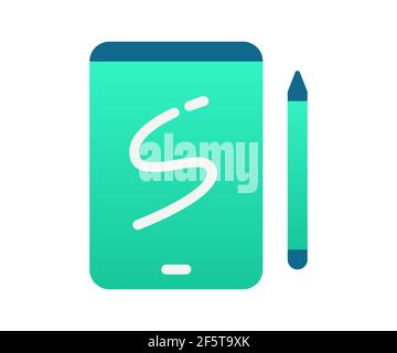 sketchbook tablet drawing single isolated icon with outline style black ...
