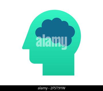 thought imagination brain intellect single isolated icon with outline ...