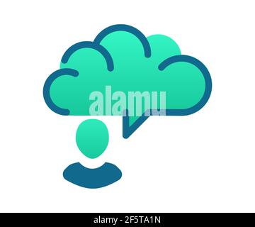 chart imagine thought single isolated icon with solid line and dash ...