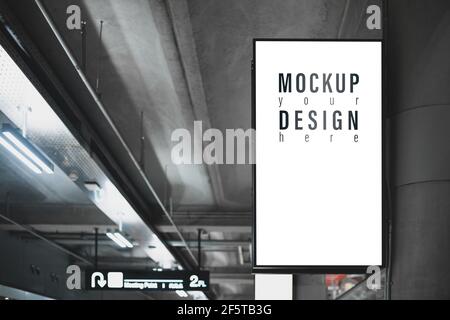 Mockup Light Box with blank copy space screen for advertising or promotional poster content. Blank billboard or white LCD display screen. Empty illumi Stock Photo