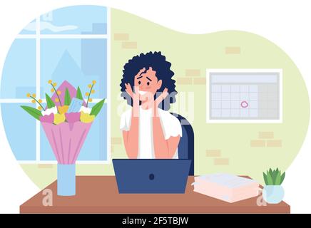 Romantic surprise 2D vector web banner, poster Stock Vector