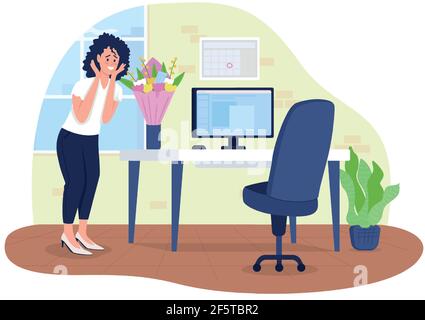 Flowers delivery to office 2D vector web banner, poster Stock Vector