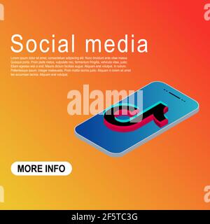 Tik tok isometric editorial icon, social media logo isolated on ...