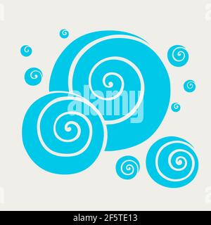 Stylized blue waves and drops on a light background Stock Vector