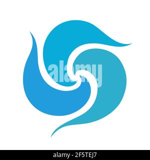 Stylized blue waves and drops on a light background.  Stock Vector