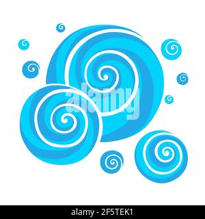 Stylized blue waves and drops on a light background Stock Vector