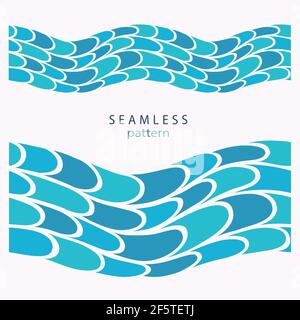 Stylized blue waves and drops on a light background Stock Vector