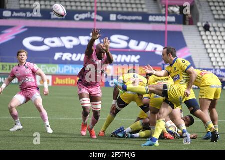 Paris, France. 28th Mar, 2021. Clermont Scrum half MORGAN PARRA in action during the French rugby Championship Top 14 between Stade Francais Paris and AS Clermont at Jean Bouin Stadium in Paris - France.Clermont won 34:27 Credit: Pierre Stevenin/ZUMA Wire/Alamy Live News Stock Photo