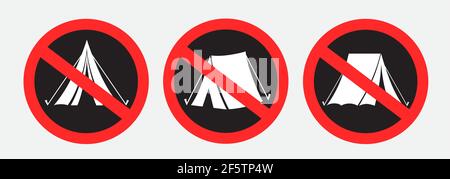 no camping set sign sticker Stock Vector