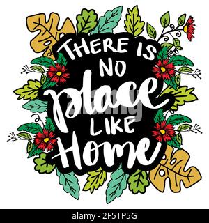 Home Is Where The Heart Motivational Quote Typography Art Vec