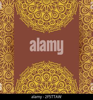 Colorful invitation card design with mandala.Floral background decoration. Stock Vector
