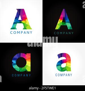 A company abstract logotype. Stained-glass colored letter a branding identity. Bright facet multi colors vector logo. Stock Vector