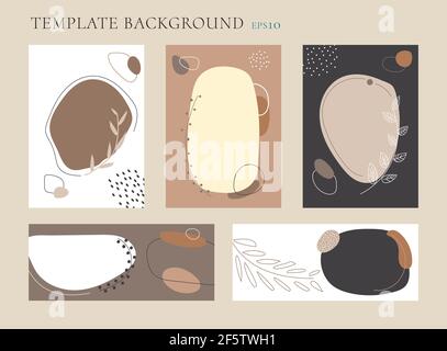 Set of abstract organic collage hand drawn scandinavian botanical color backgrounds. Creative universal natural leaves backdrop. Vector illustration Stock Vector