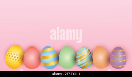 Happy Easter background vector illustration. Golden Easter eggs vector. Stock Vector