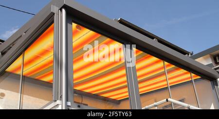 a modern new conservatory with awning Stock Photo