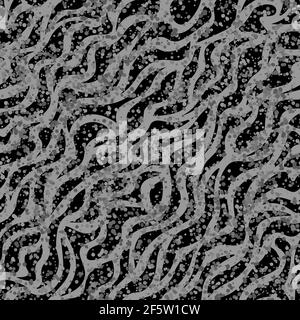Seamless pattern black waves of the dust on a dark gray background Stock Vector