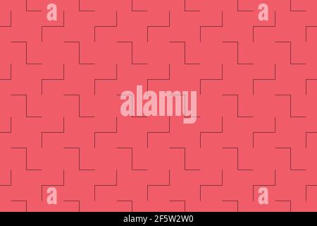 Seamless, abstract background pattern made with zigzag lines. Simple, minimal, modern vector art in red color. Stock Photo